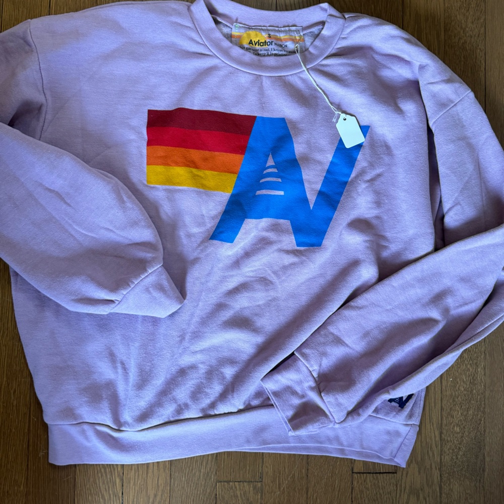 Aviator nation lavender pullover sweatshirt small NWT